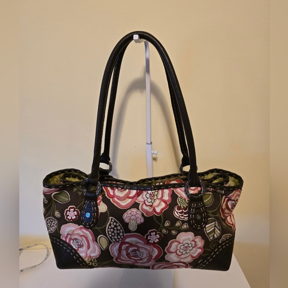 Brighton Floral Tote Bag with Black Leather Accents - Picture 2 of 13